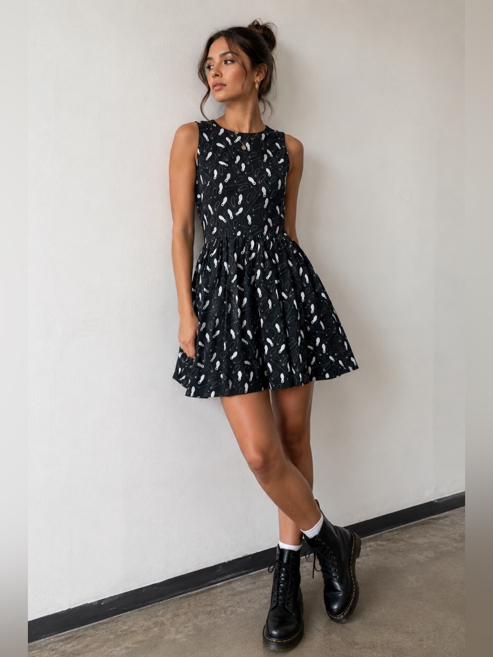 RACHEL ANTONOFF Shoe Print Black Dress 0
